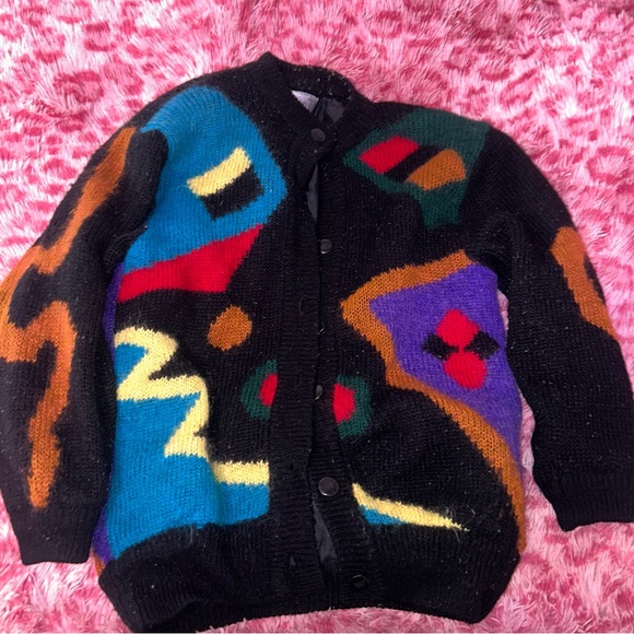 Colorful Abstract Patterned Cardigan - Picture 1 of 3